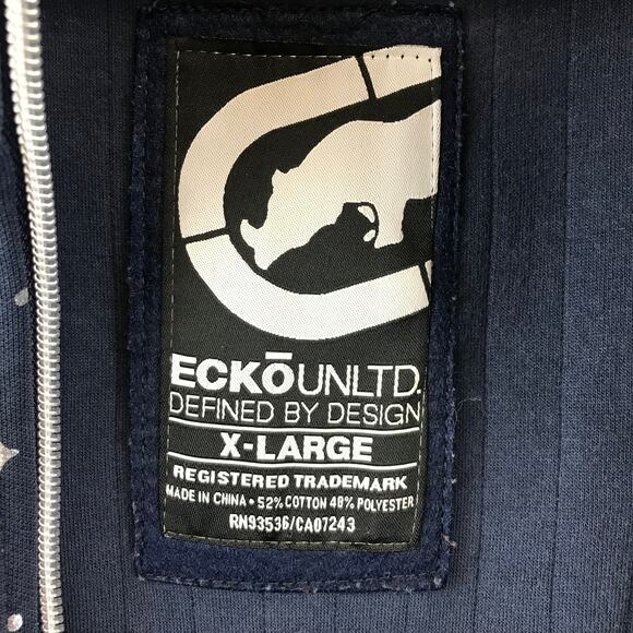 Y2K Ecko Unlimited‎ Full Zip Blue/Silver Track Jacket Pinstripe XL - Picture 9 of 12